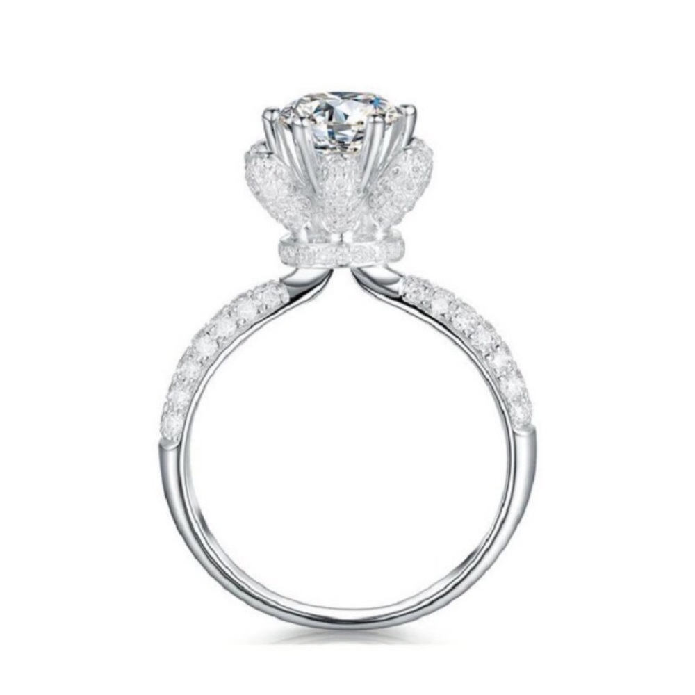 NEW 18k White Gold 3 Carat Floral Engagement Ring - Picture 9 of 9